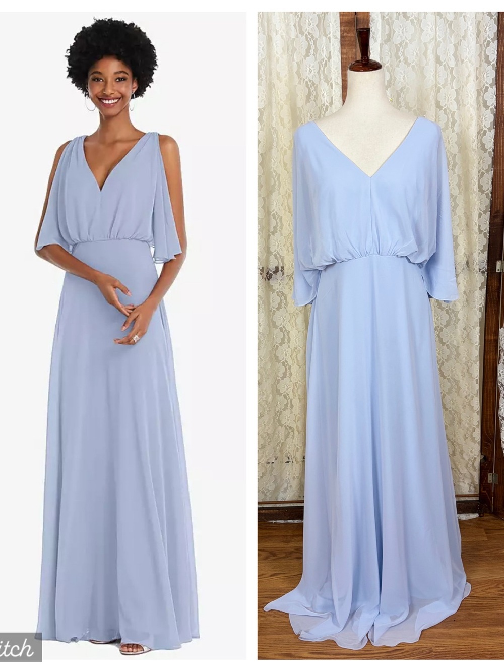 Beautiful New After Six Silver Dove Chiffon Gown